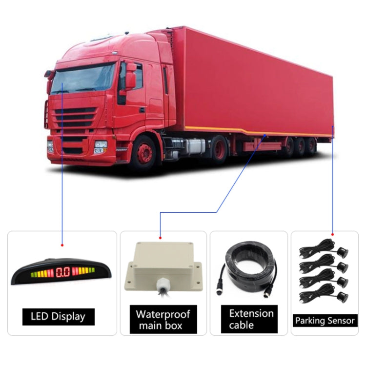 PZ316 Digital LED Crescent Shape Display Rear View Mirror Car Recorder for Truck with 4 Rear Radar