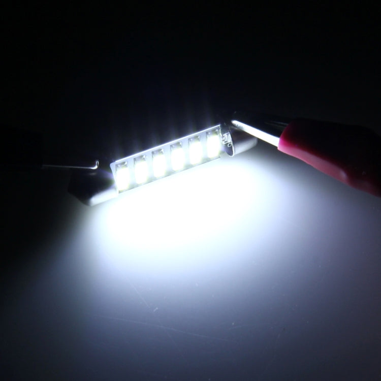 2 PCS 2W 100 LM 6000K 41MM 6 SMD-7020 LEDs Bicuspid Port Decoding Car Dome Lamp LED Reading Light, DC 12V, White Light