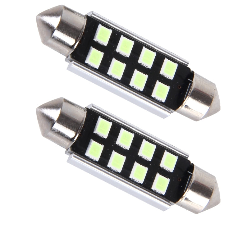 2 PCS DC 12V 2W 36MM 8 SMD-3528 LEDs Bicuspid Port Decoding Car Dome Lamp LED Reading Light
