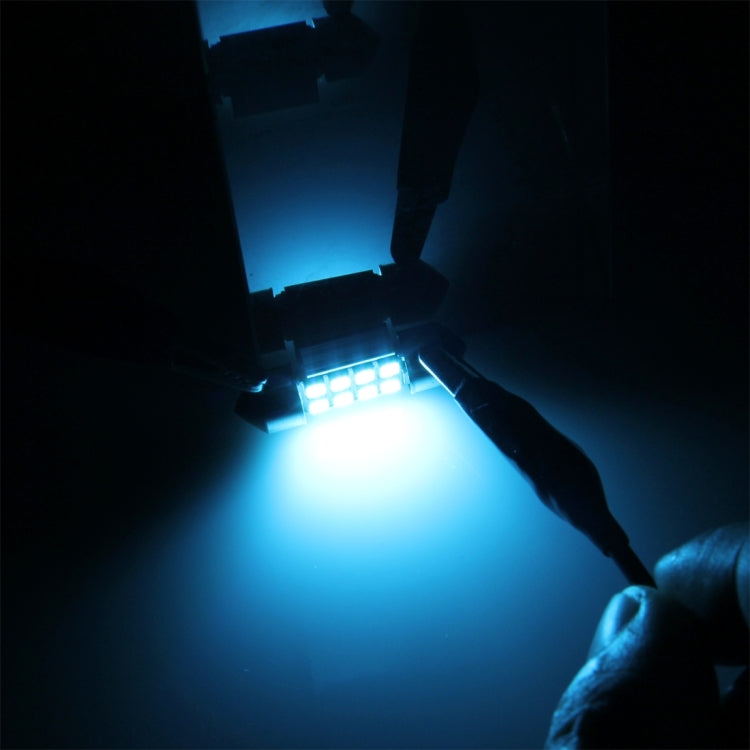 2 PCS DC 12V 2W 31MM 8 SMD-3528 LEDs Bicuspid Port Decoding Car Dome Lamp LED Reading Light