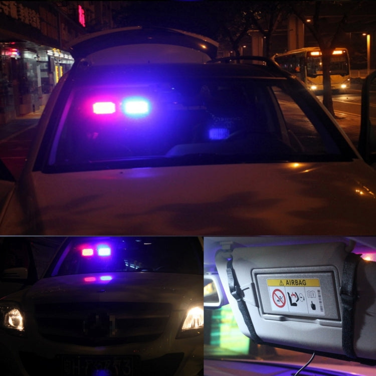 High qulaity DC 12V,9W LED Waterproof Car Sunshade Red Light And Blue Light Warning Lights Strobe Emergency Lights Flashing Light with 12 Kinds Flash Patterns
