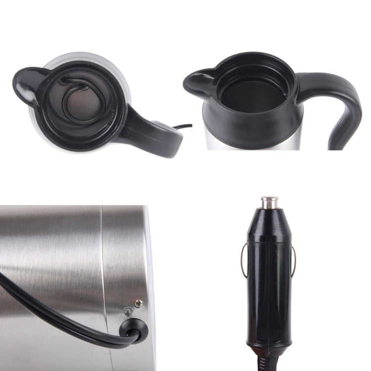 HJ-18A Stainless Steel Electric Mug 750ml DC 12V Car Electric Kettle Heated Mug Car Coffee Cup With Charger Cigarette Lighter Heating Cup Kettle Insulated Water Heater Mug