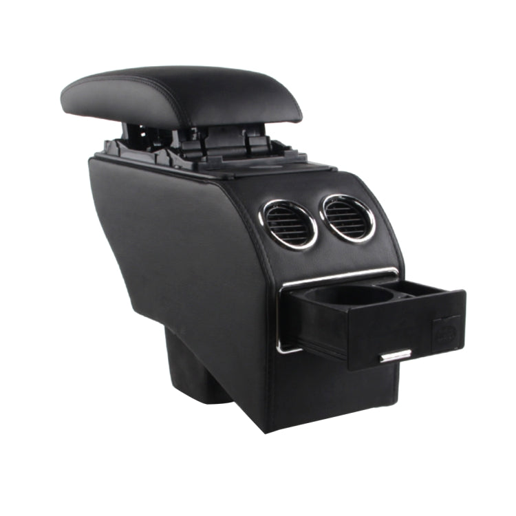 Car ABS Leather Wrapped Armrest Box, Fast Charge USB Holes and Cables for New Fit (Red Line with Air Outlet)