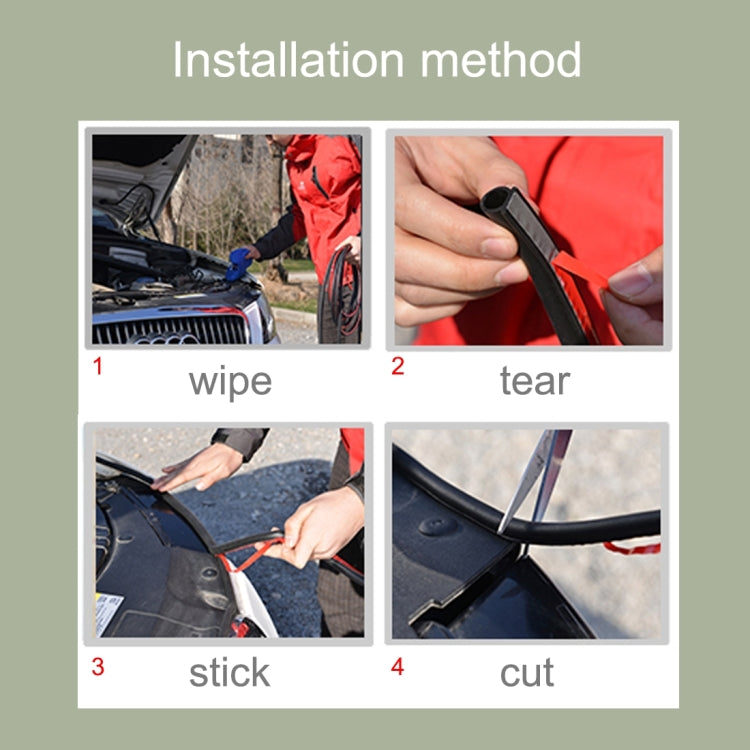 Big D-shaped Car Noise Reduction Sealing Strip with Sticker, Length: 100m