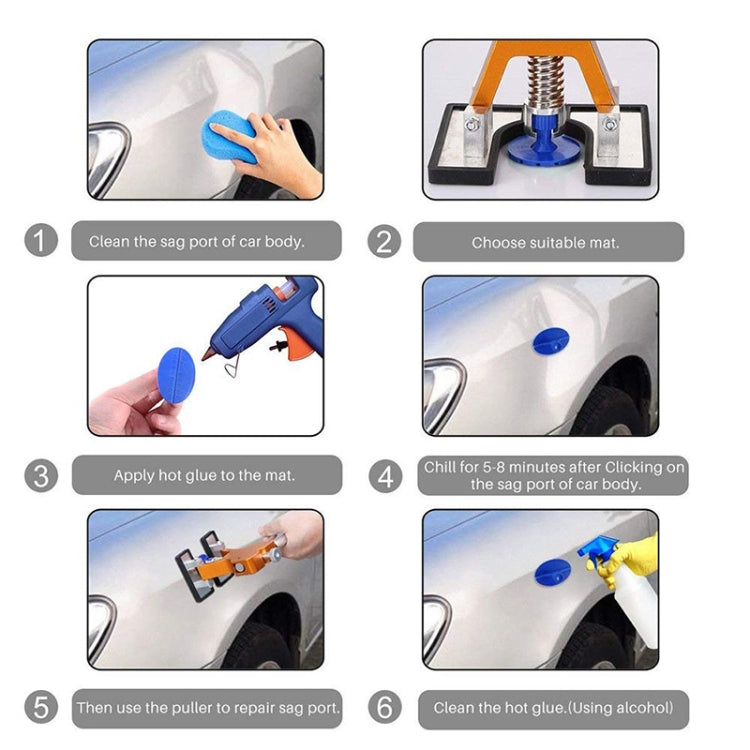 50 in 1 Auto Car Metal PDR Dent Lifter-Glue Puller Tab Hail Removal Paintless Car Dent Repair Tools Kit, with 20W Glue Gun, US Plug or EU Plug