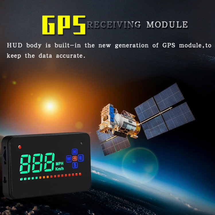 A2 HUD 3.5 inch HD GPS Car Head Up Display, Speed & Over Speed Alarm, Compass, Freely Switch Between Kilometers and Miles