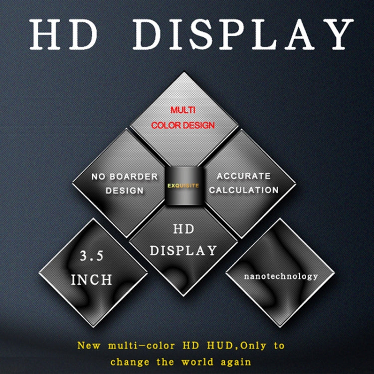 A2 HUD 3.5 inch HD GPS Car Head Up Display, Speed & Over Speed Alarm, Compass, Freely Switch Between Kilometers and Miles