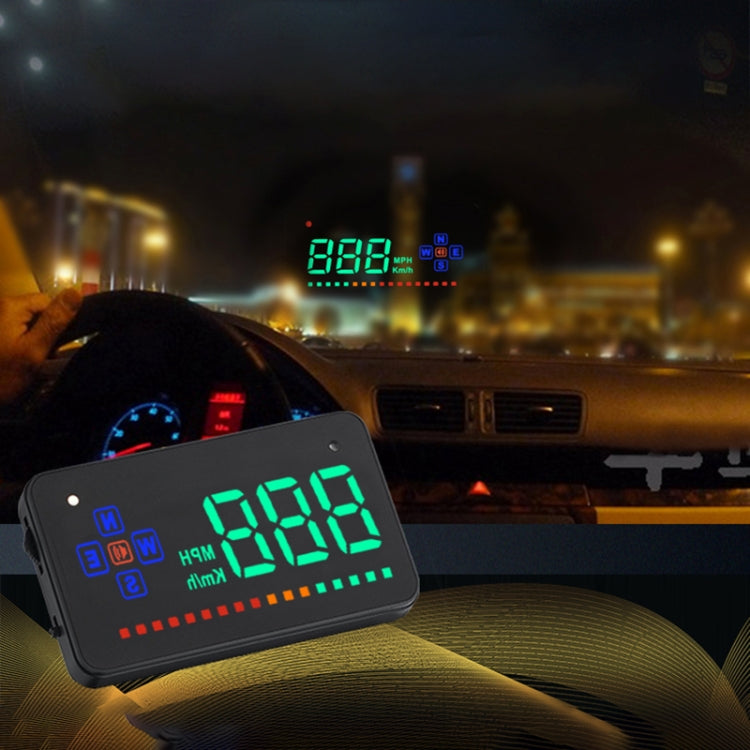 A2 HUD 3.5 inch HD GPS Car Head Up Display, Speed & Over Speed Alarm, Compass, Freely Switch Between Kilometers and Miles