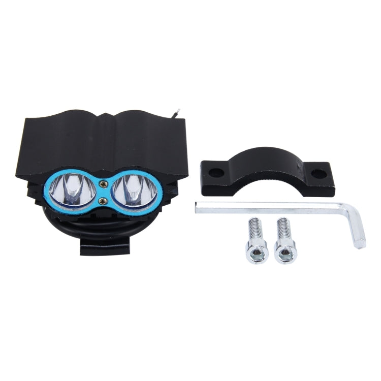 Owl Shape 20W 2000 LM 6000K Motorcycle Headlight Lamp with 2 COB Lamps and LED Projector Lens, DC 12-80V