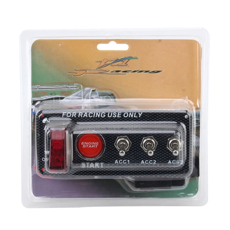 12V / 30A Carbon Fiber Racing Car 12V LED Ignition Switch Panel Engine Start Push Button LED Car Panel Switches Lever Multi-function Automatic Ignition Switch for Racing Cars