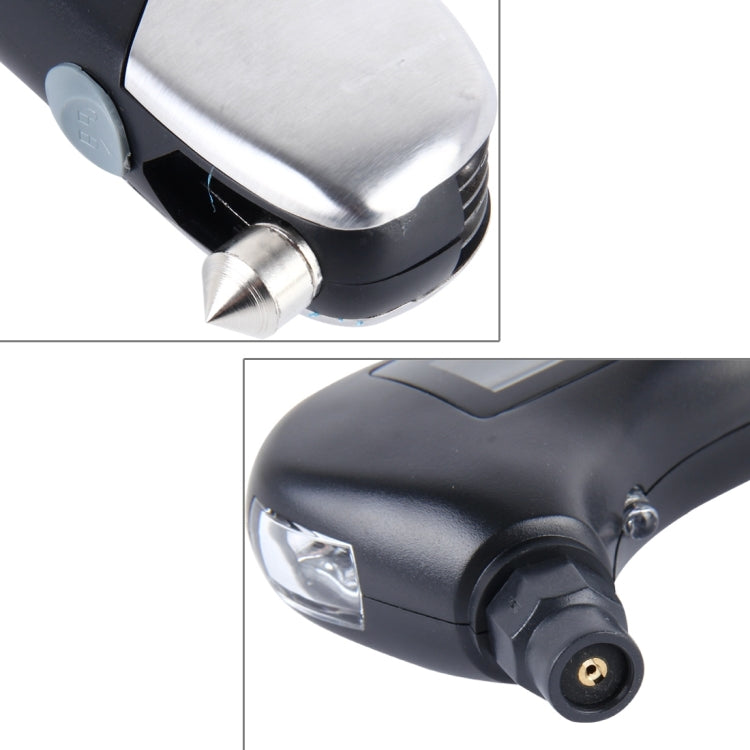 9 in 1 Digital Tire Pressure Gauge Multi-function Safety Hammer with Swiss Style Army Knife, Flashlight and Red Safety Light, Outdoor Tool Kit