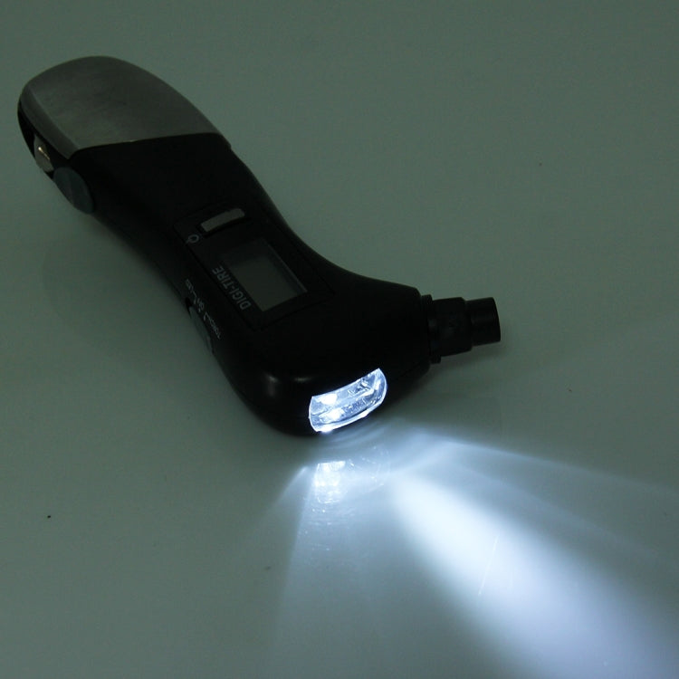 9 in 1 Digital Tire Pressure Gauge Multi-function Safety Hammer with Swiss Style Army Knife, Flashlight and Red Safety Light, Outdoor Tool Kit