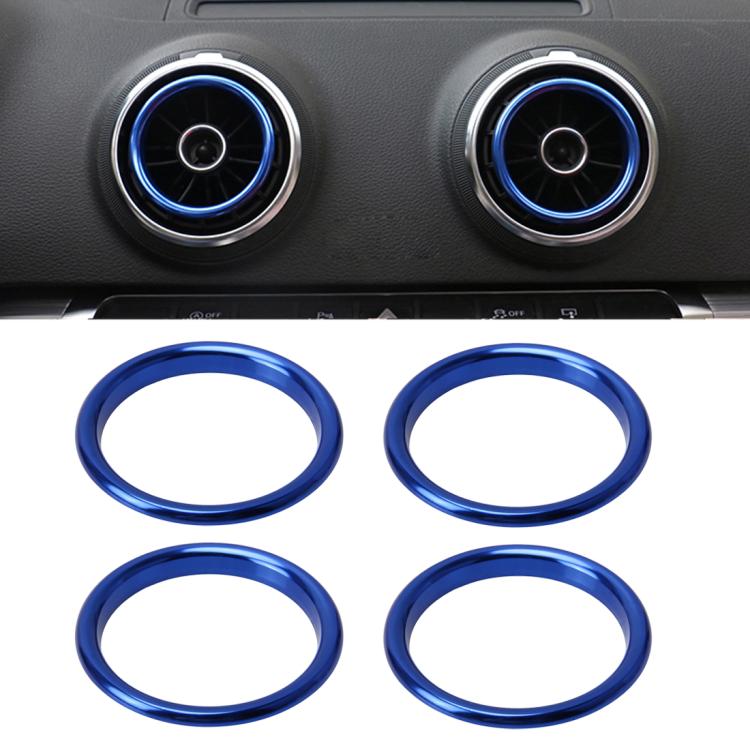 4 PCS Car Outlet Decorative Rings Aluminum Alloy Air Outlet Chrome Trim Ring Car Dashboard  Air Vents Cover Sticker Decoration for Audi A3