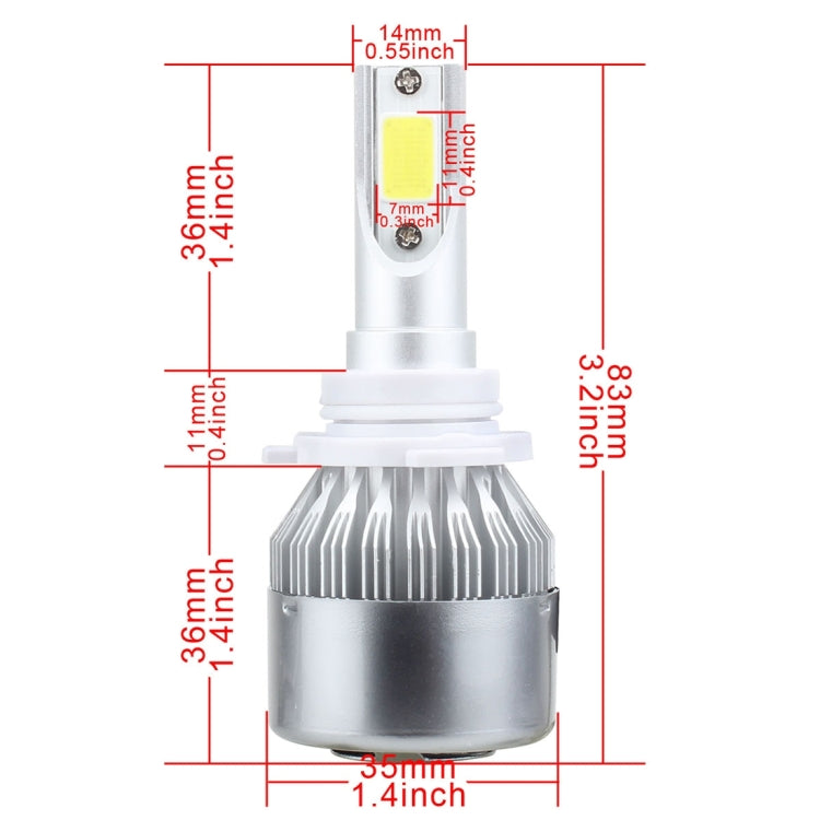 2 PCS 9006 18W 1800 LM 6000K IP68 Casnbus Constant Current Car LED Headlight with 2 COB Lamps, DC 9-36V