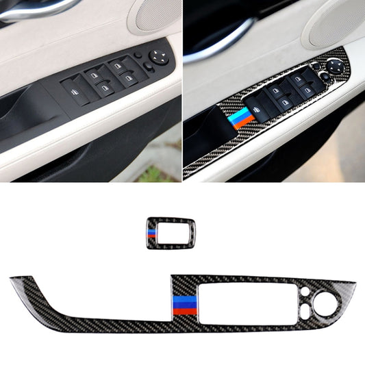 Car Carbon Fiber Window Lift Panel With Folding Key Three Color Decorative Sticker for BMW Z4  2009-2015, Suitable for Left Driving