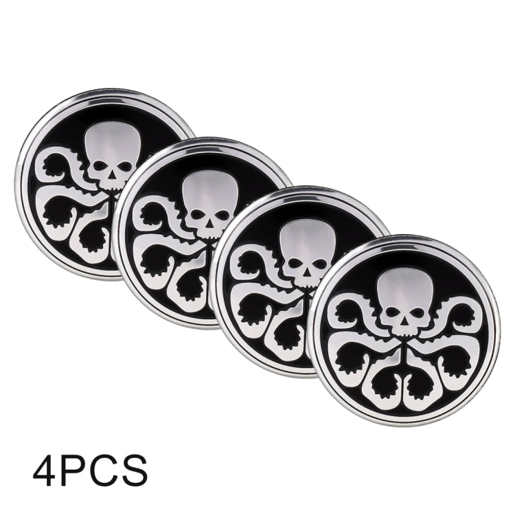 4 PCS Car-Styling Skull Pattern Wheel Hub Decorative Sticker, Diameter: 5.8cm