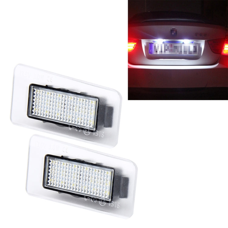 2 PCS LED License Plate Light with 18  SMD-3528 Lamps for Hyundai,2W 120LM,6000K, DC12V(White Light)