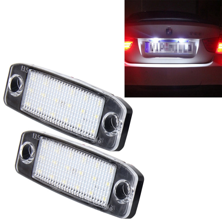 2 PCS LED License Plate Light with 18  SMD-3528 Lamps for Hyundai Sonata,2W 120LM,6000K, DC12V(White Light)