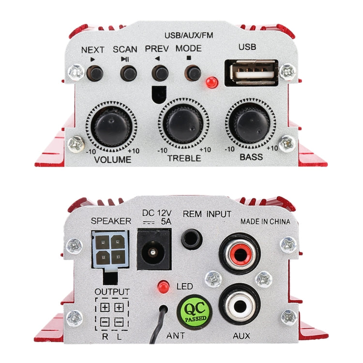 MA-700 Car Mini Amplifier Audio, Support MP3 / FM / USB, with Remote Control