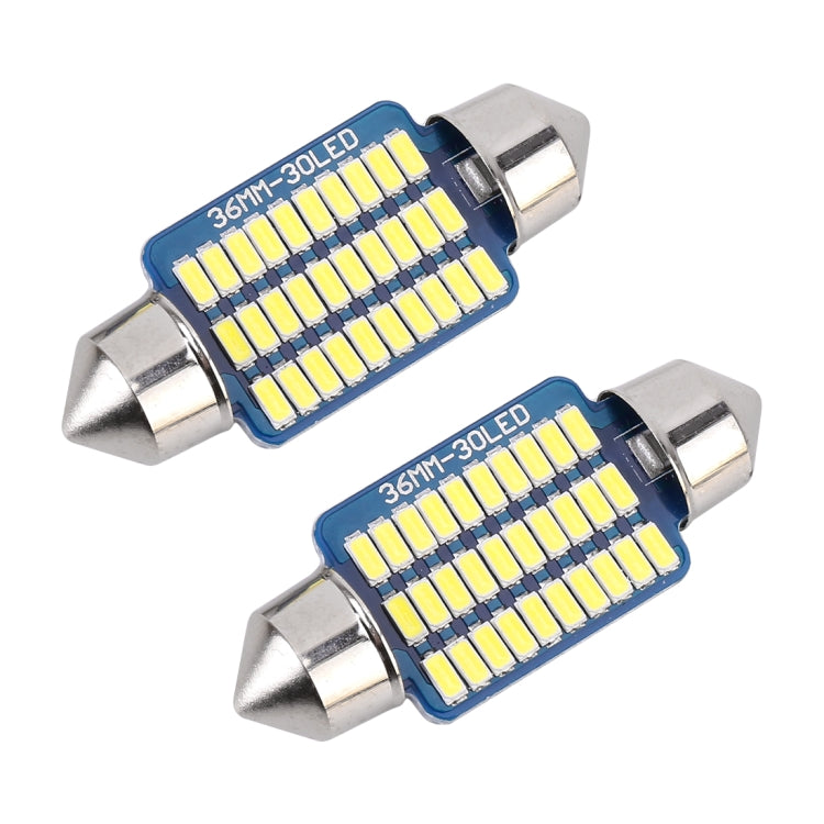 2 PCS 36mm DC12V / 1.5W / 6000K / 100LM 30LEDs SMD-3014 Car License Plate Light / Dome Light, with Decoder