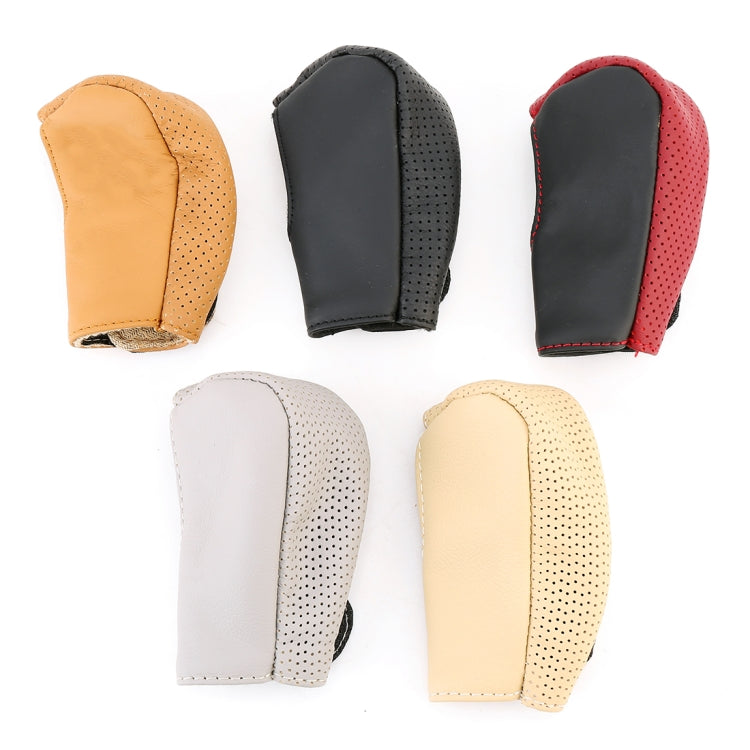 Universal Nonslip Breathable Genuine Leather Car Gear Shift Knob Cover