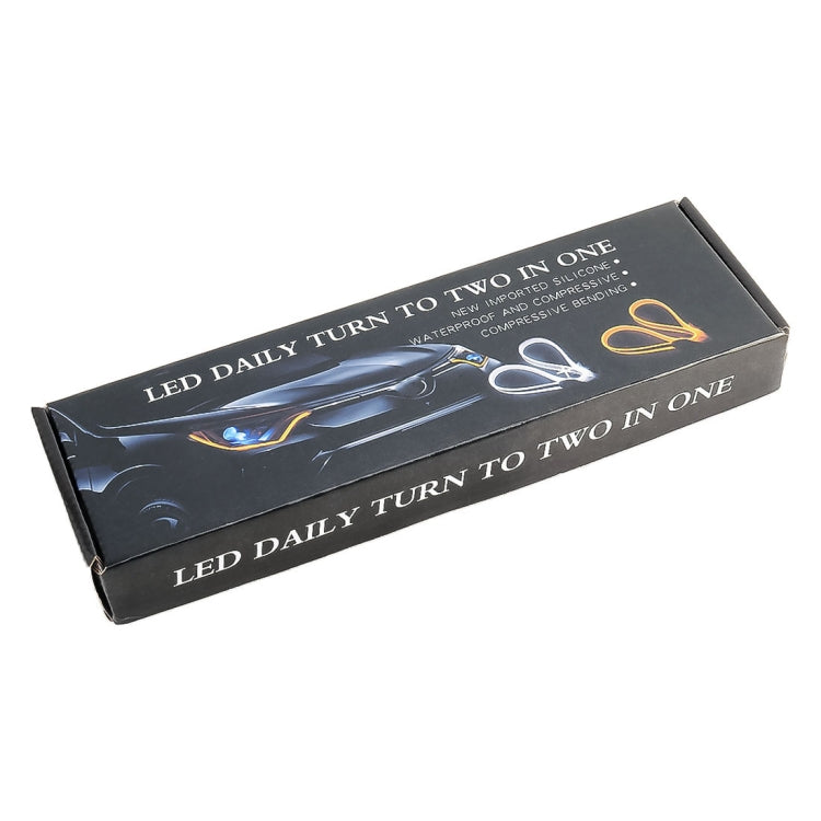 2 PCS 60cm DC12V 5W Ultra-thin Car Auto Double Colors Turn Lights / Running Lights (Turn Lights: Yellow Light; Running Lights: White Light)
