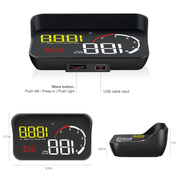 M10 3.5 inch Universal Car OBD2 HUD Vehicle-mounted Head Up Display
