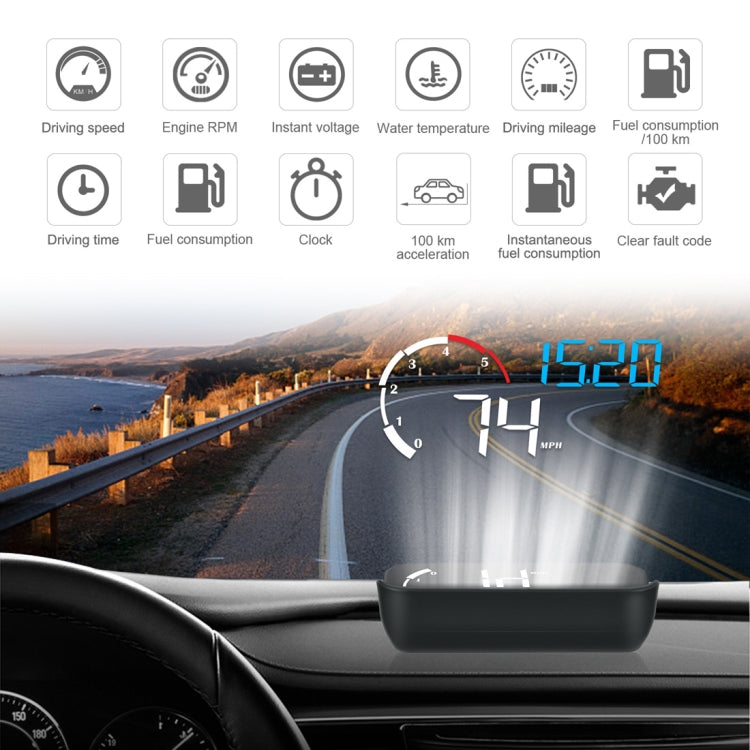M10 3.5 inch Universal Car OBD2 HUD Vehicle-mounted Head Up Display