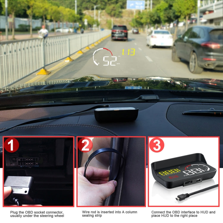 M10 3.5 inch Universal Car OBD2 HUD Vehicle-mounted Head Up Display
