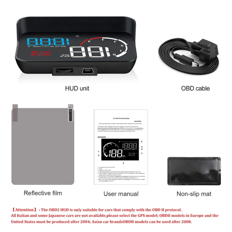 M10 3.5 inch Universal Car OBD2 HUD Vehicle-mounted Head Up Display