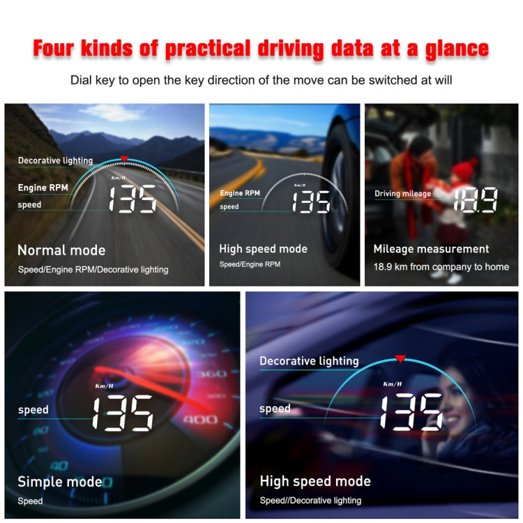 M8 3.5 inch Universal Car OBD2 HUD Vehicle-mounted Head Up Display