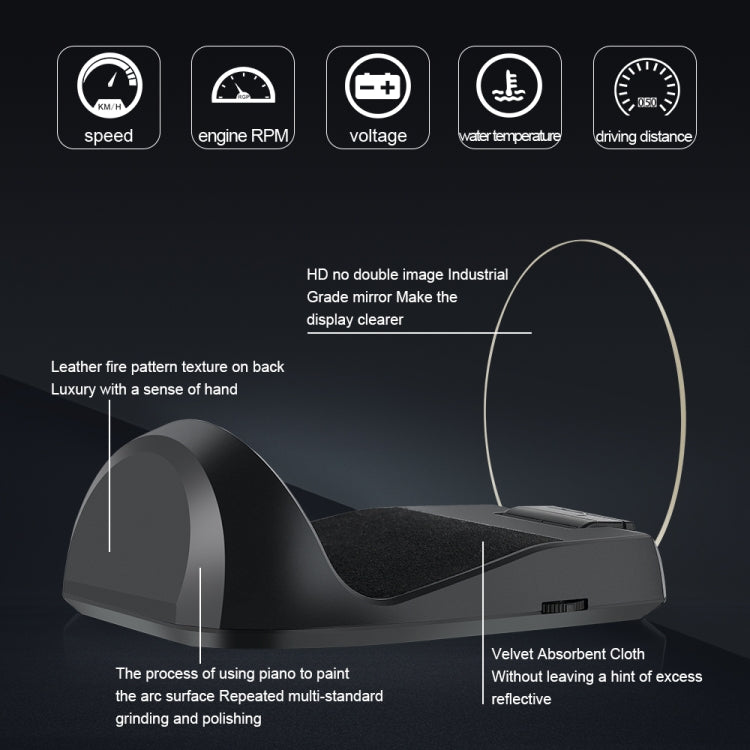 C700 2.6 inch Universal Car OBD2 HUD Vehicle-mounted Head Up Display