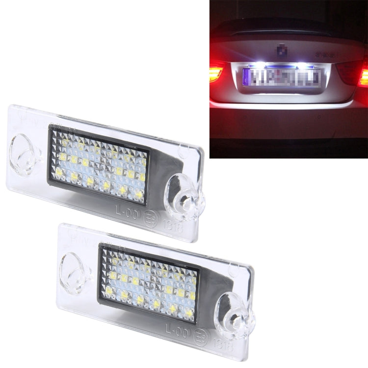 2 PCS License Plate Light with 18  SMD-3528 Lamps for Audi，2W 120LM, DC12V (White Light)