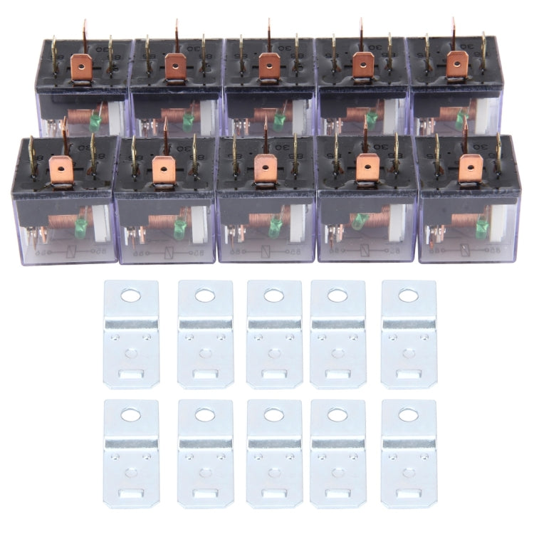 10 PCS JD-1912 80 AMP 12V Waterproof Car Auto Four Plugs Relay with Warning Light