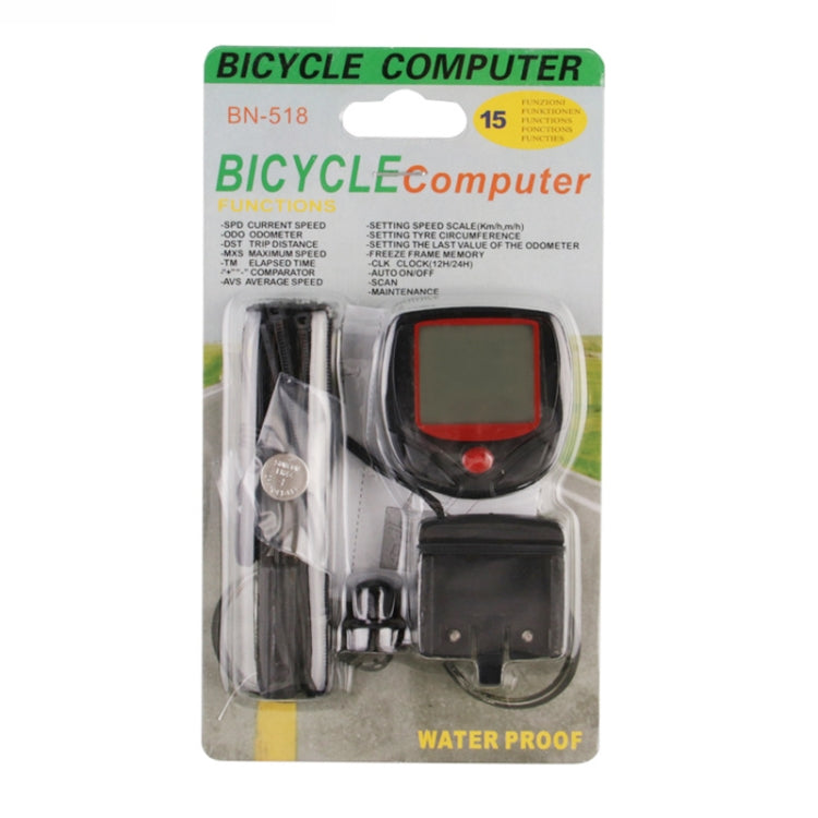 English Waterproof 14 Function Cycle Computer LCD Odometer Speedometer