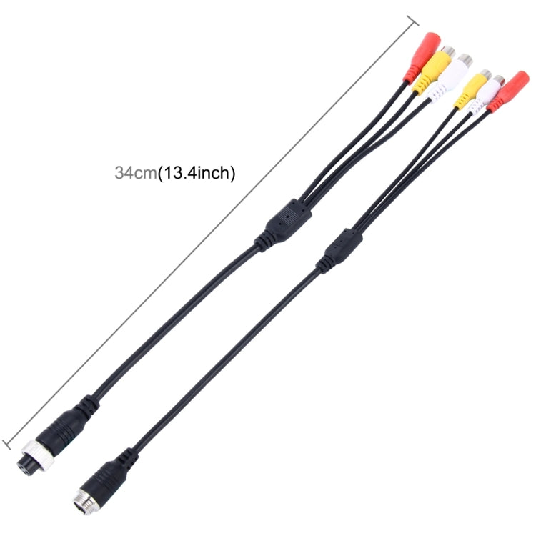 2 PCS 1 in 3 Ways Car Auto Monitor Camera DVR Male and Female 4 Pin Video Power Extension Cable Cord, Length: 34cm