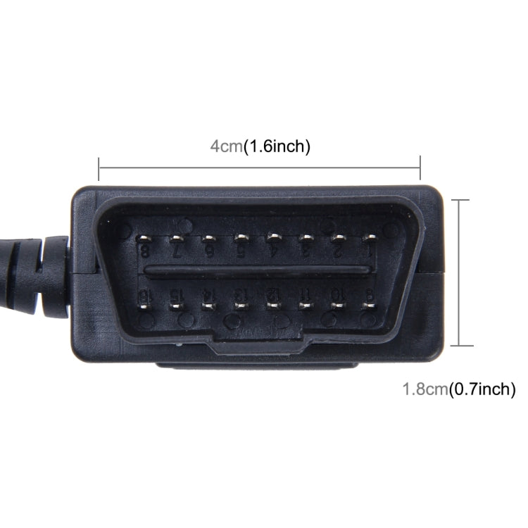 Car Auto 16Pin OBDII Charging Cable Mini 5 Pin USB Power Adapter with Switch Button for GPS Tablet E-dog Phone, Cable Length: 3.4m