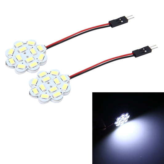2 PCS 3W 200 LM 6000K Flower Shape Car Auto Interior Doom Reading Light with 12 SMD-5630 LED Lamps Bicuspid and T10 Adapter Cable, DC 12V