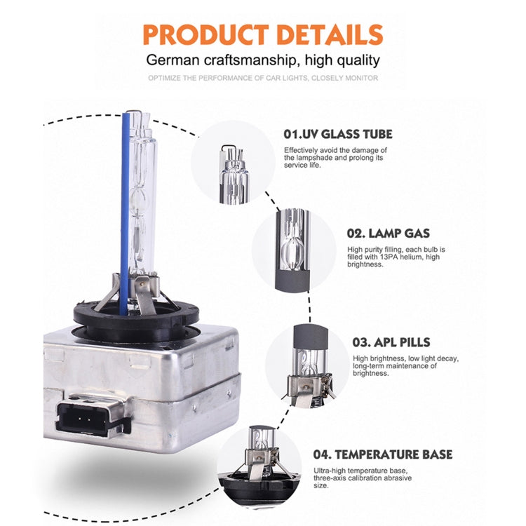 2 PCS D1S 35W 3800 LM 8000K HID Bulbs Xenon Lights Lamps, DC 12V