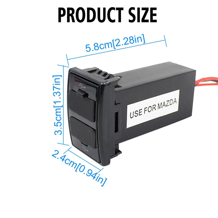 Car DC12V 2.1A Dual USB Port Charger for Mazda