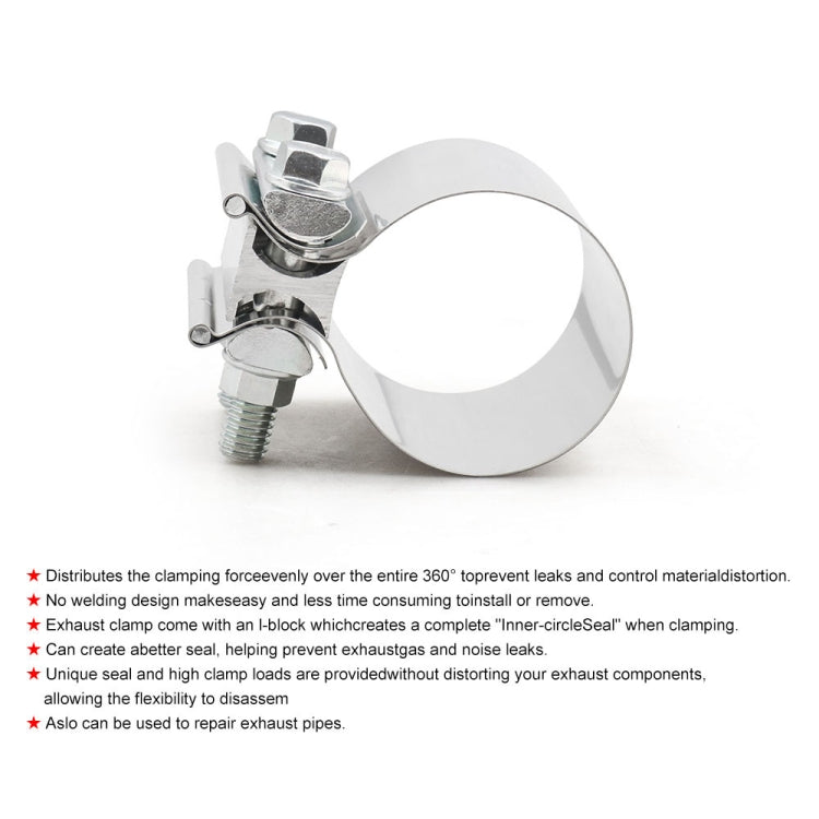 2.0 inch Car Turbo Exhaust Downpipe Stainless Steel Lap Joint Band Clamp, 2.0 inch
