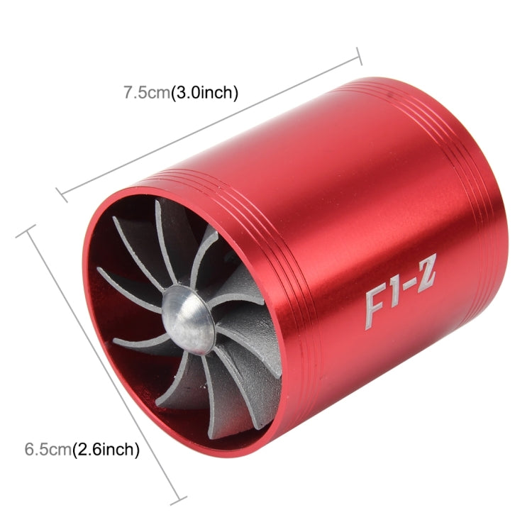 F1-Z Car Stainless Universal Supercharger Dual Double Turbine Air Intake Fuel Saver Turbo Turboing Charger Fan Set kit