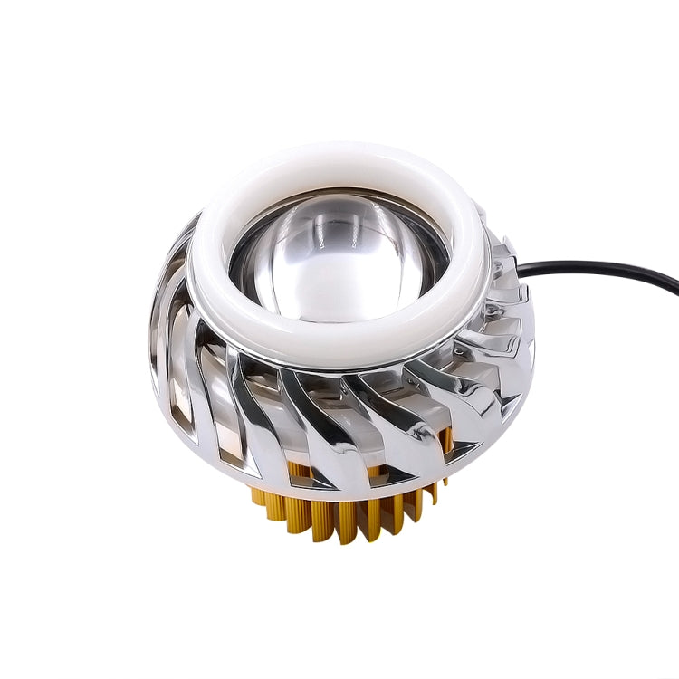 Motorcycle 30W DC 12V-85V LED Headlight Lens Built-in Whirlwind Double Aperture Angle Eyes + Devil Eye