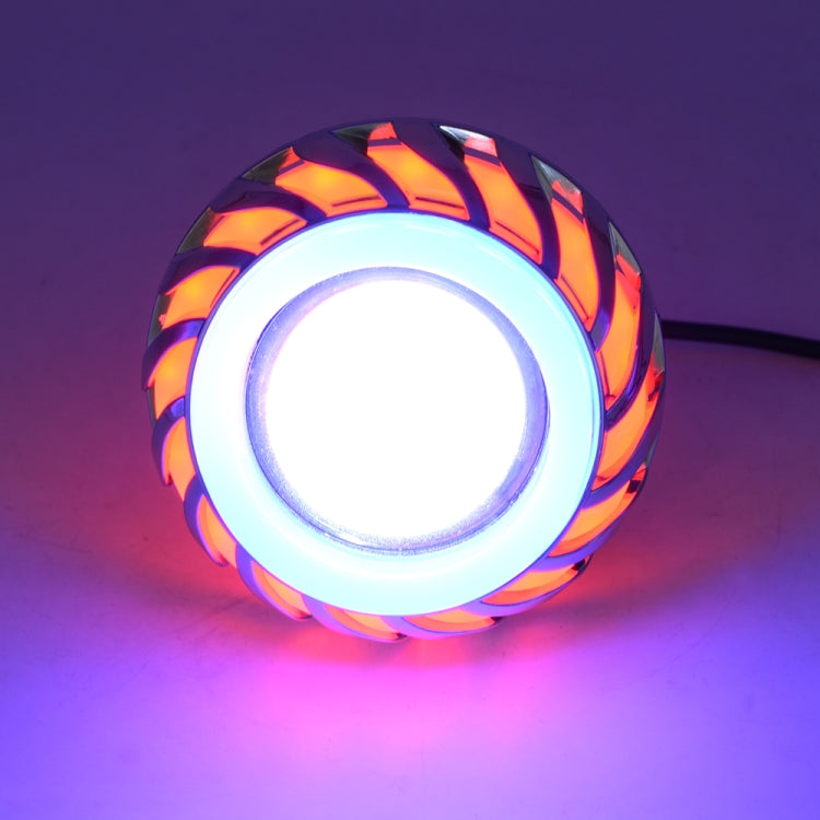 Motorcycle 30W DC 12V-85V LED Headlight Lens Built-in Whirlwind Double Aperture Angle Eyes + Devil Eye