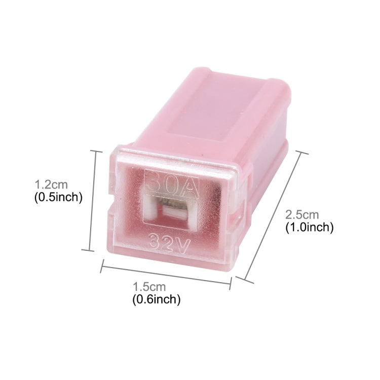10 PCS Vehicle Car Plastic Shell Straight Female Terminal Push in Blade Cartridge PAL Fuse 30Amp 32V