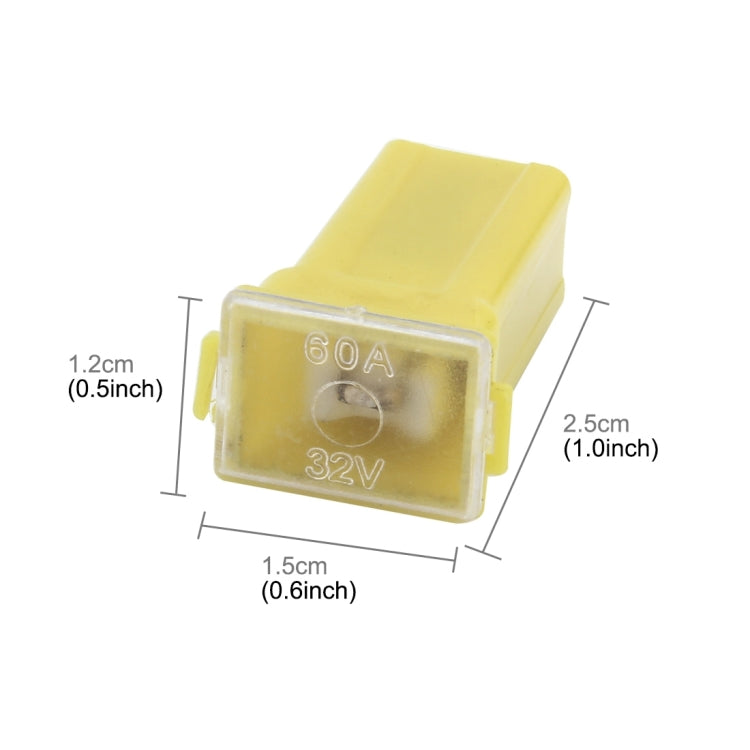 10 PCS Vehicle Car Plastic Shell Straight Female Terminal Push in Blade Cartridge PAL Fuse 60Amp 32V