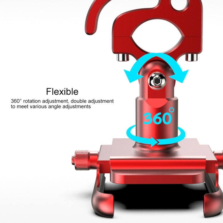 Motorcycle Aluminum Alloy Mobile Phone Bracket with Hook, Suitable for 4-6.5 inch Phones