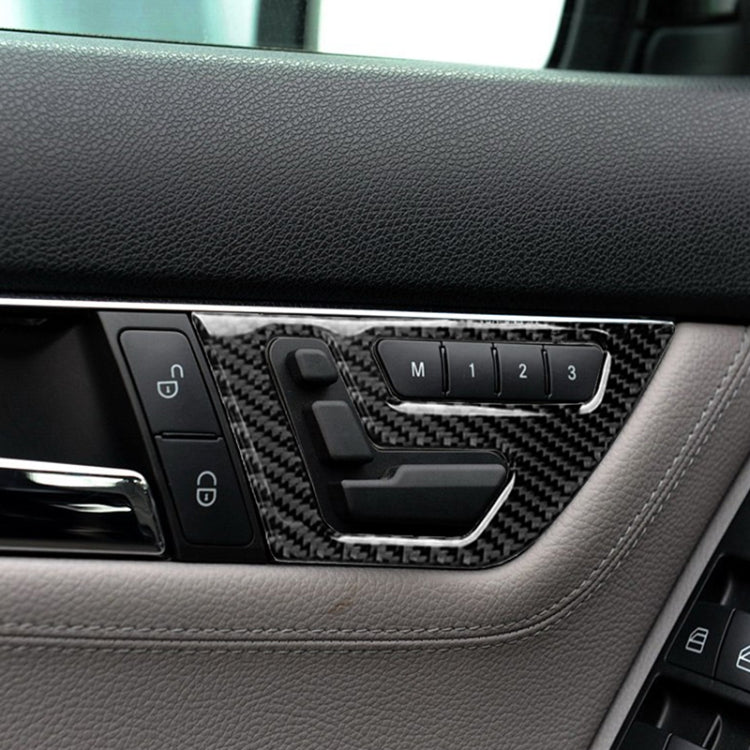 2 PCS Car Carbon Fiber Left Drive Seat Adjustment Panel Decorative Sticker for Mercedes-Benz W204 2007-2013