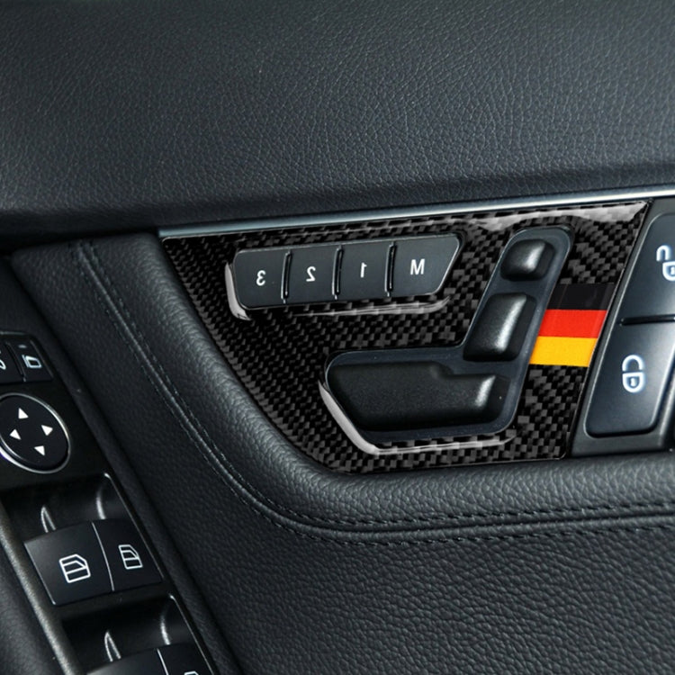 2 PCS German Flag Car Carbon Fiber Right Drive Seat Adjustment Panel Decorative Sticker for Mercedes-Benz W204 2007-2013