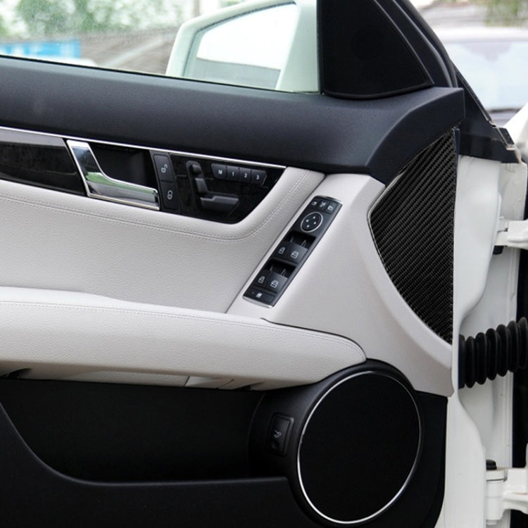 Car Carbon Fiber Front Door Slot Panel Decorative Sticker for Mercedes-Benz W204 C Class 2007-2013